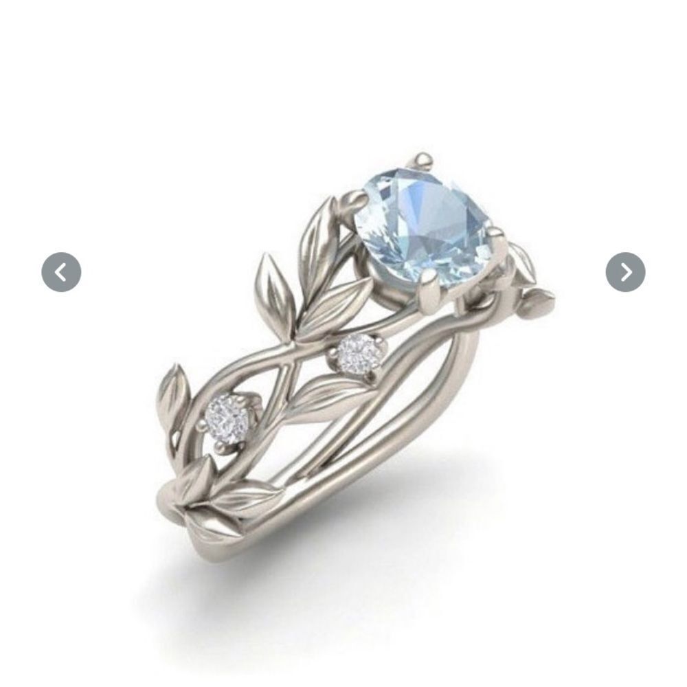 Silver Light Blue Stone Ring 7 - Picture 4 of 12